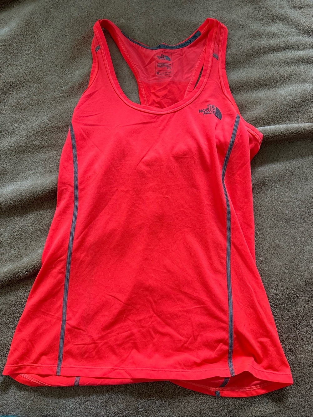 The North Face Women's Bright Coral Racerback Tank with Gray Accents